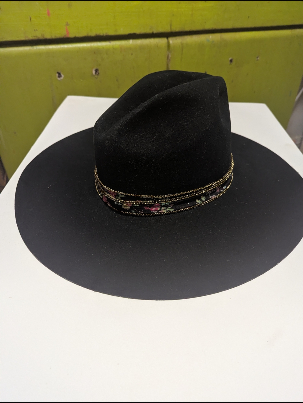 Black 100% Wool Wide-Brim Western Cowboy Hat Vintage